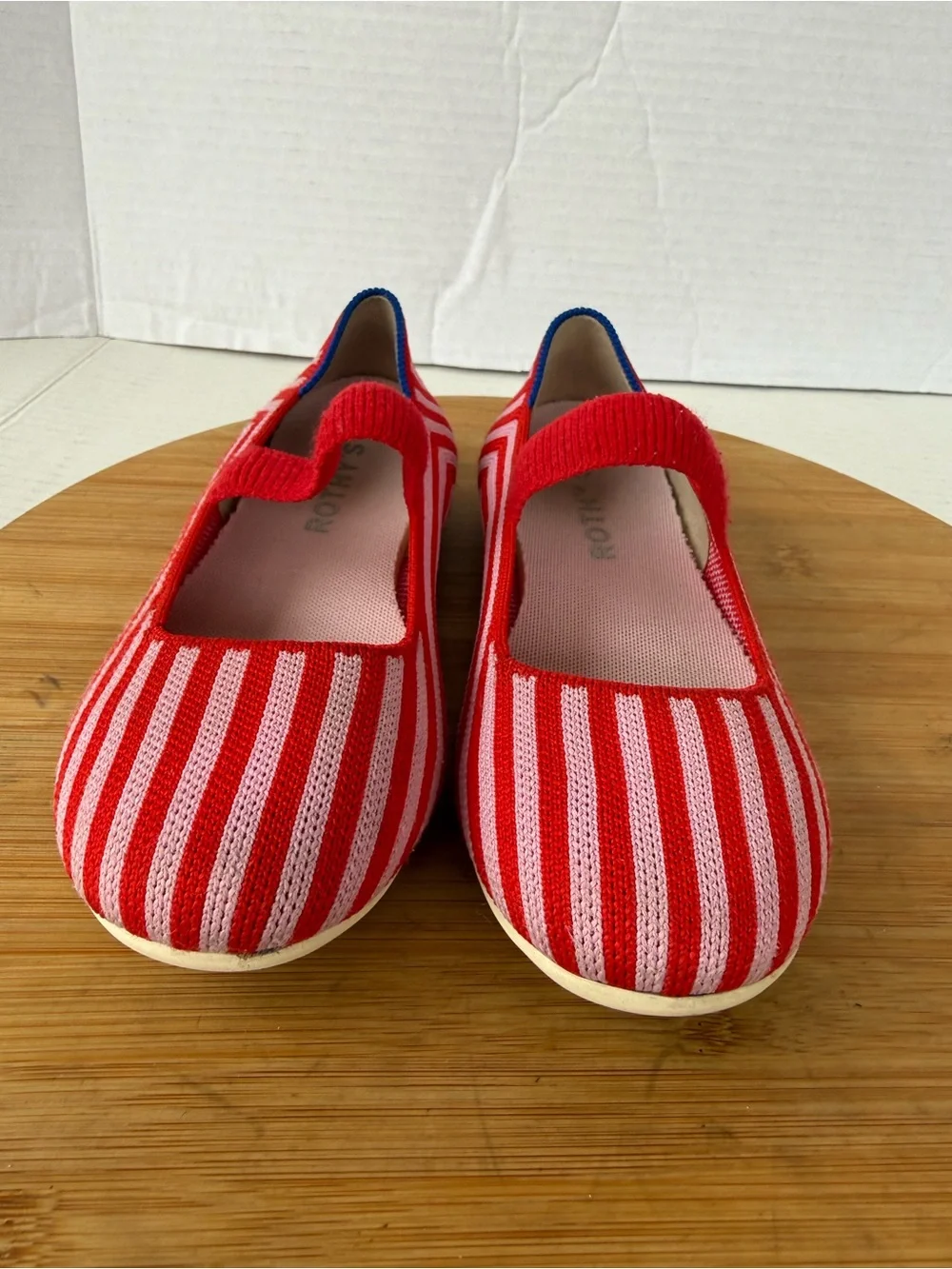 Rothy’s Kids Mary Jane Size K2 Cherry Stripped Flats Shoes Comfort Colorful